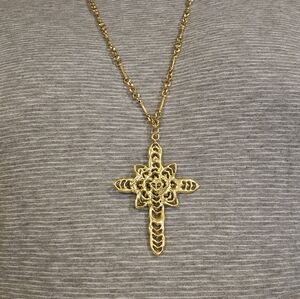 Virgin Saints And Angels (VSA) Elegant Gold Cross Pendant Necklace